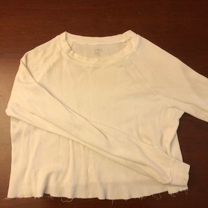 Brandy Melville White Waffle Knit Long Sleeve
